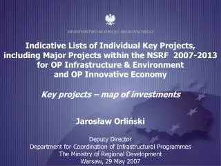 Indicative Lists of Individual Key Projects,