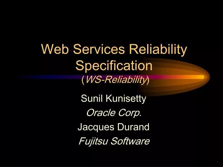 web services reliability specification ws reliability