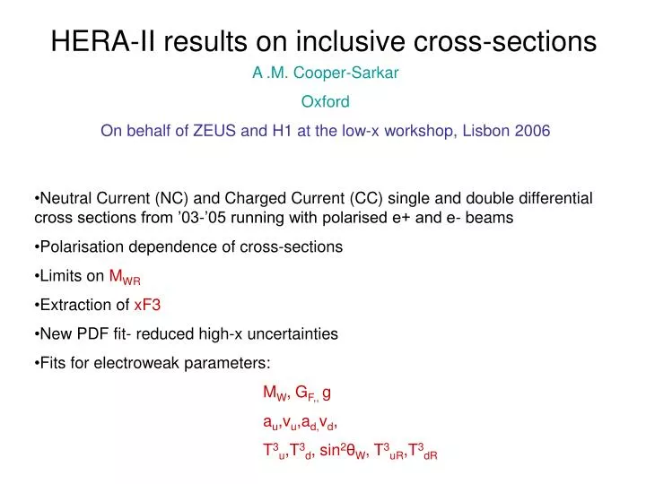 hera ii results on inclusive cross sections