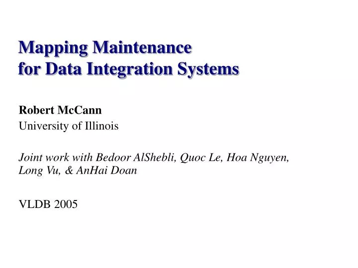 mapping maintenance for data integration systems