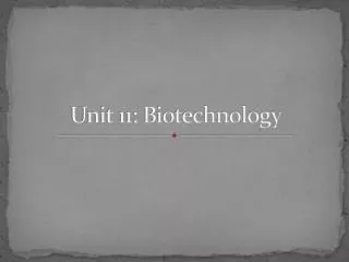 Unit 11: Biotechnology