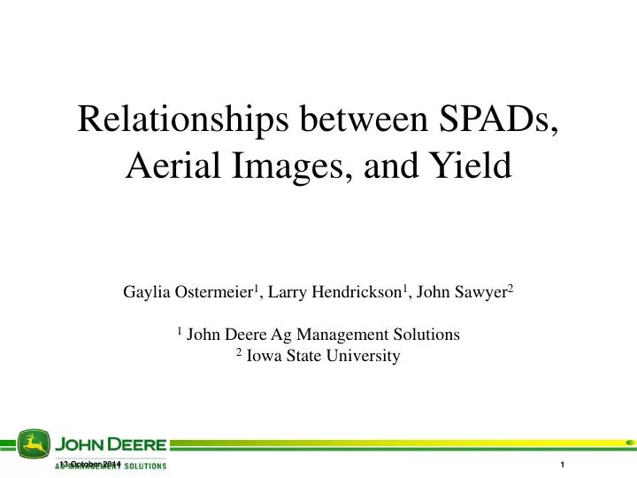 relationships between spads aerial images and yield