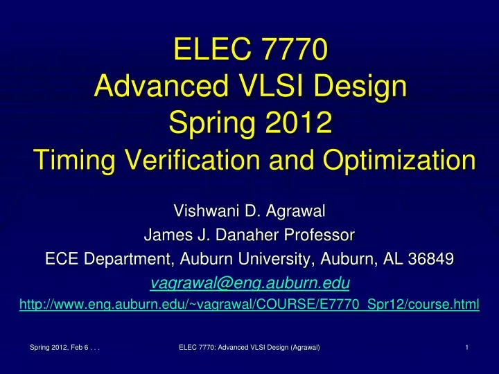 elec 7770 advanced vlsi design spring 2012 timing verification and optimization