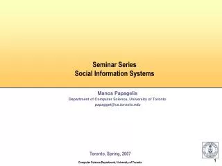 Seminar Series Social Information Systems