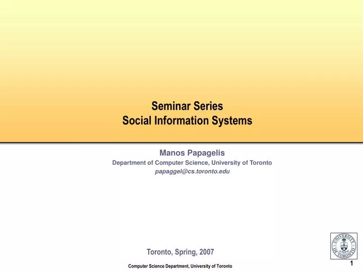 seminar series social information systems