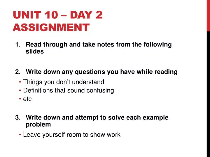 unit 10 day 2 assignment