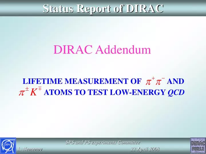 status report of dirac