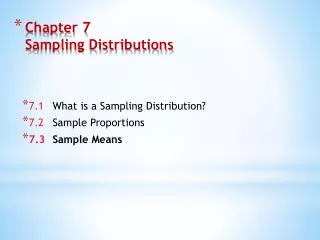 Chapter 7 Sampling Distributions