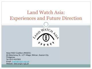 Land Watch Asia: Experiences and Future Direction