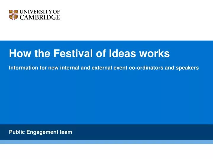 how the festival of ideas works