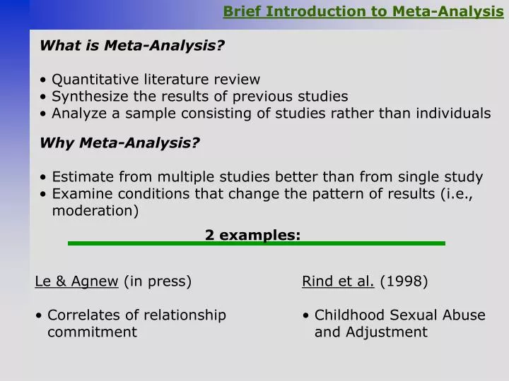 quantitative synthesis of the literature