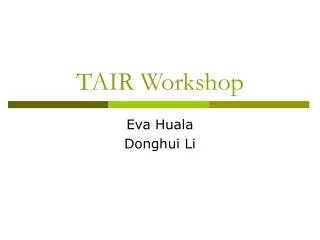 TAIR Workshop