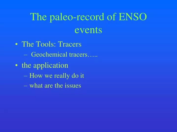 the paleo record of enso events
