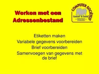werken met een adressenbestand
