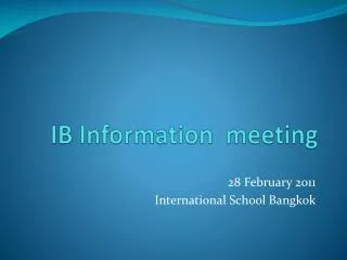 IB Information meeting