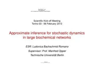 approximate inference for stochastic dynamics in large biochemical networks