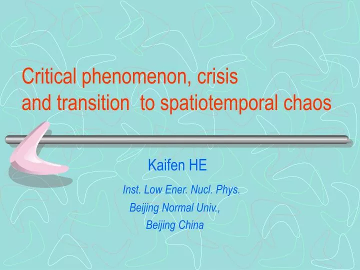 critical phenomenon crisis and transition to spatiotemporal chaos