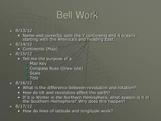bell work