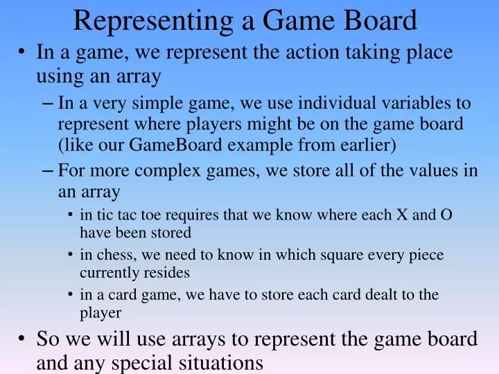representing a game board