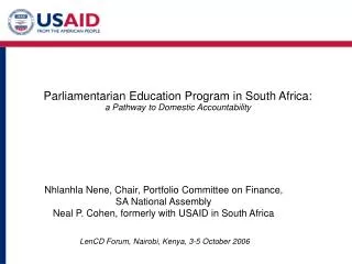 P arliamentarian Education Program in South Africa: a Pathway to Domestic Accountability