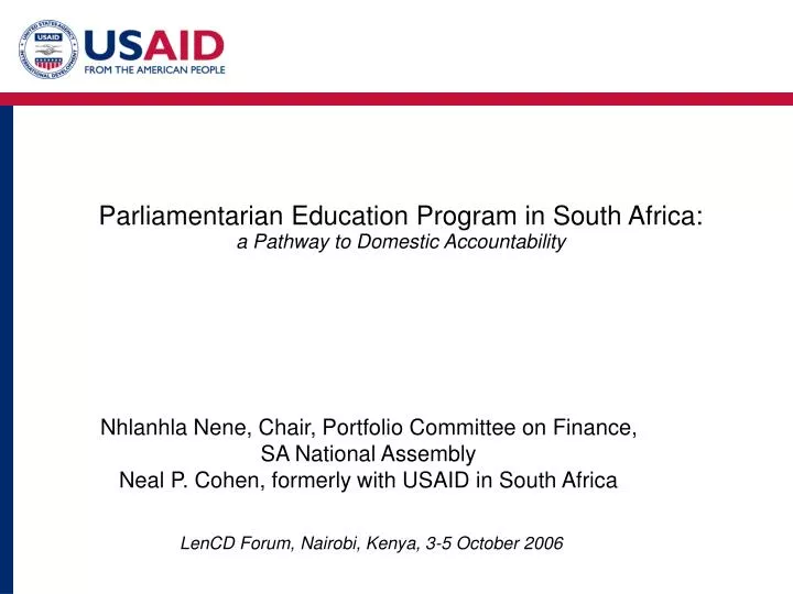 p arliamentarian education program in south africa a pathway to domestic accountability
