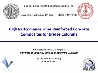High Performance Fiber Reinforced Concrete Composites for Bridge Columns