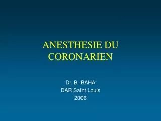 anesthesie du coronarien