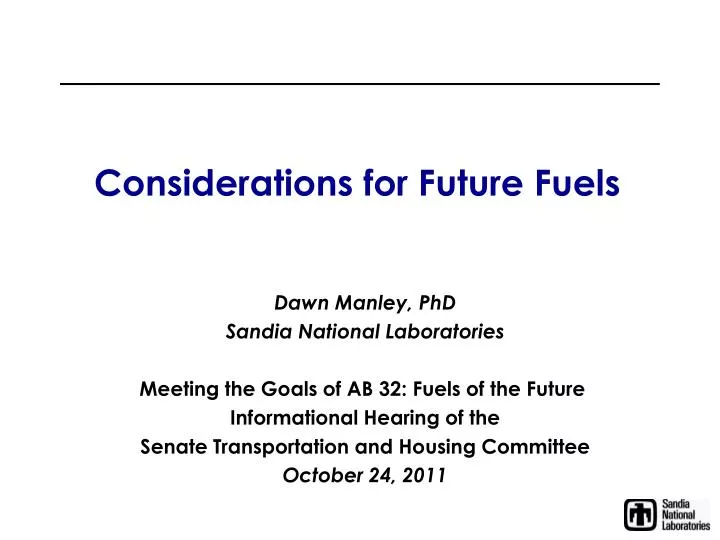 considerations for future fuels