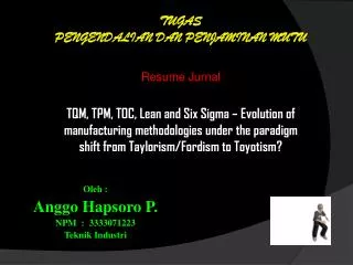 tugas pengendalian dan penjaminan mutu
