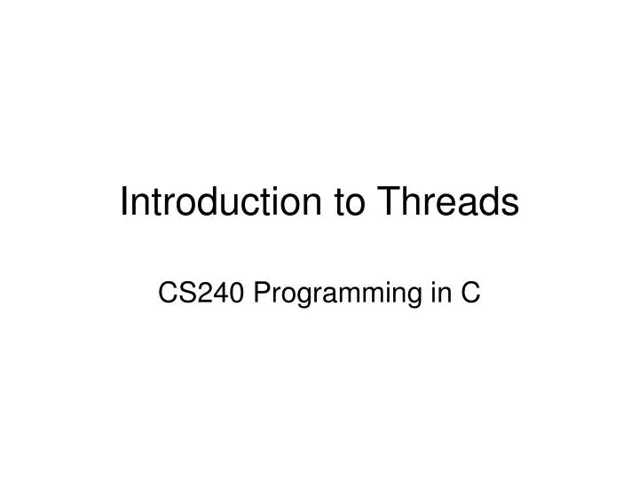 introduction to threads