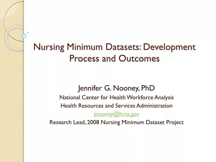 nursing minimum datasets development process and outcomes