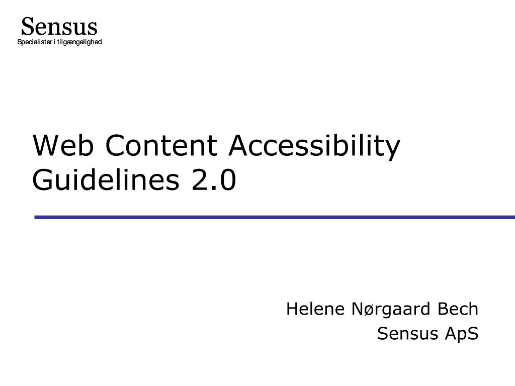 PPT - Web Content Accessibility Guidelines 2.0 PowerPoint Presentation ...