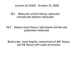 Lecture 16 C1403	October 31, 2005