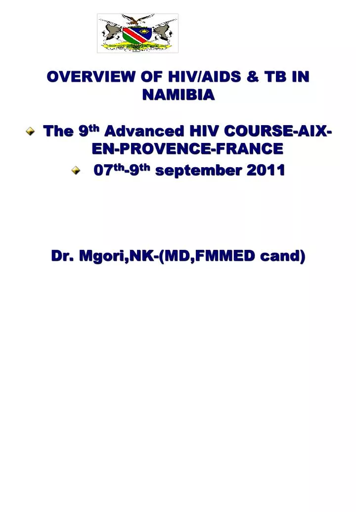 overview of hiv aids tb in namibia