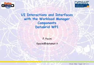 UI Interactions and Interfaces with the Workload Manager Components DataGrid WP1