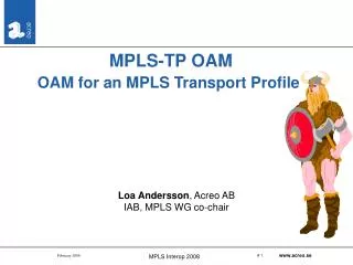 MPLS-TP OAM OAM for an MPLS Transport Profile