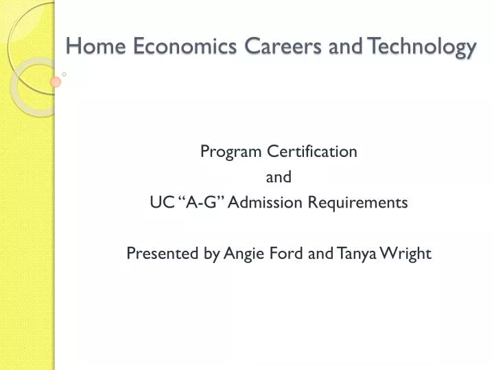 home economics careers and technology