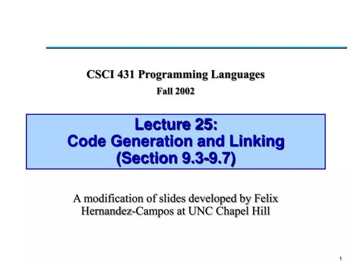 lecture 25 code generation and linking section 9 3 9 7