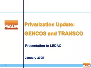 Privatization Update: GENCOS and TRANSCO