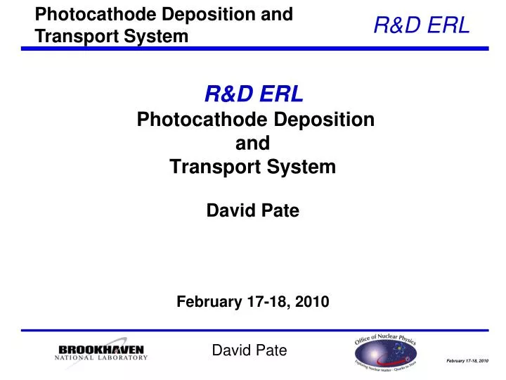 r d erl photocathode deposition and transport system