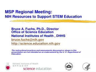 MSP Regional Meeting: NIH Resources to Support STEM Education