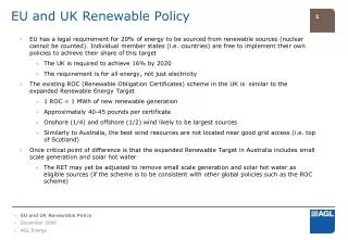 EU and UK Renewable Policy