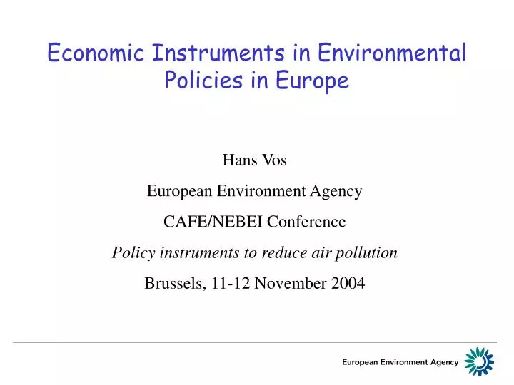 economic instruments in environmental policies in europe
