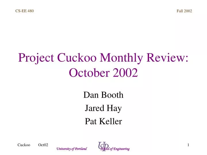 project cuckoo monthly review october 2002