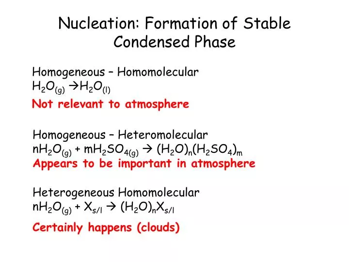 nucleation formation of stable condensed phase