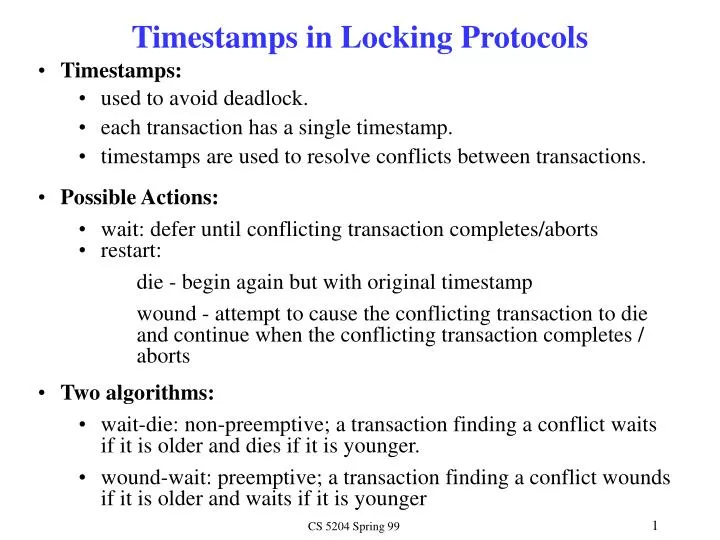 timestamps in locking protocols