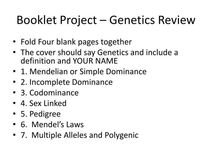 booklet project genetics review