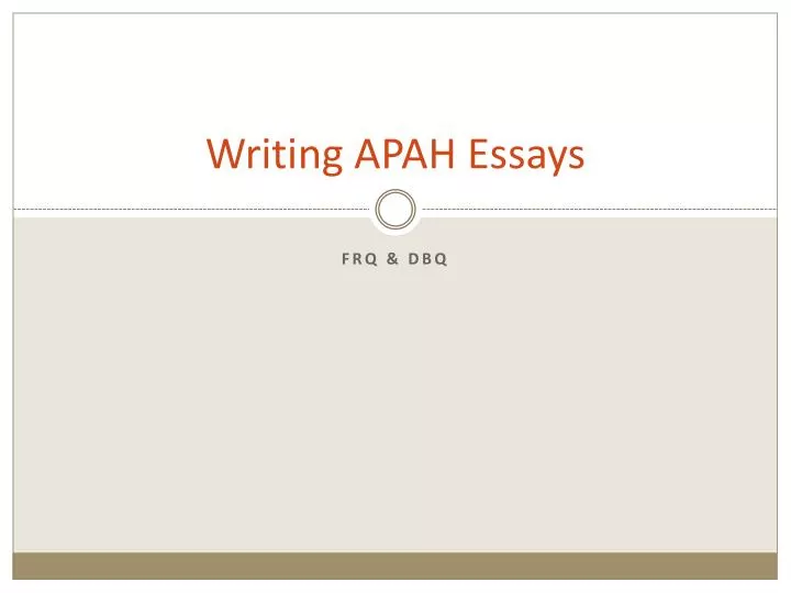 writing apah essays