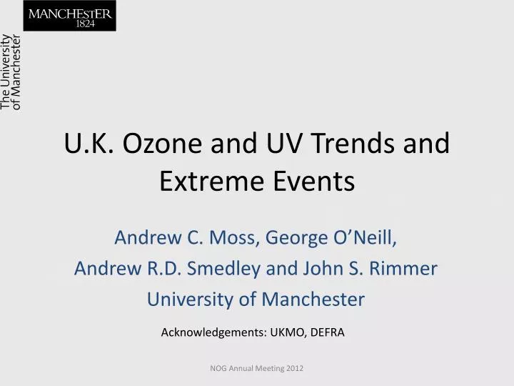 u k ozone and uv trends and extreme events