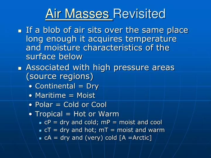 air masses revisited